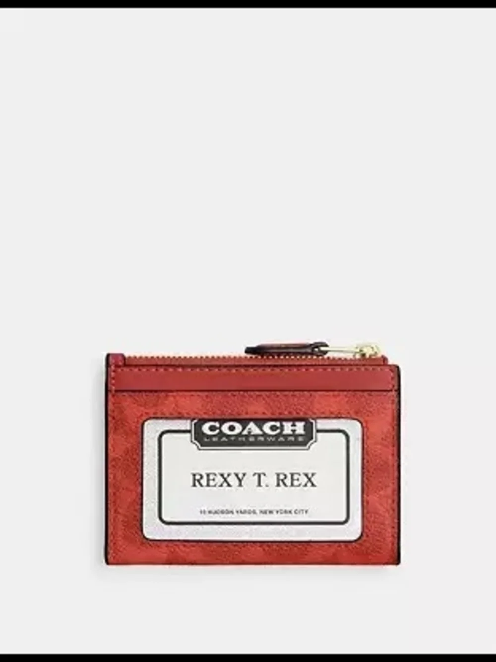 Coach Red Signature Card Case with Gold Keyring